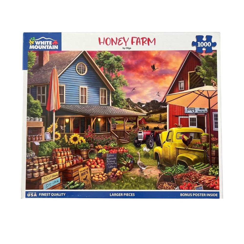 White Mountain Honey Farm 1000 Piece Jigsaw Puzzle Olga Farm Stand Complete